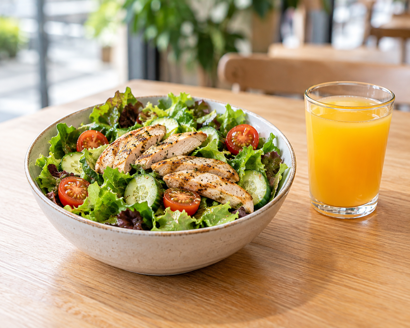 Salad and juice