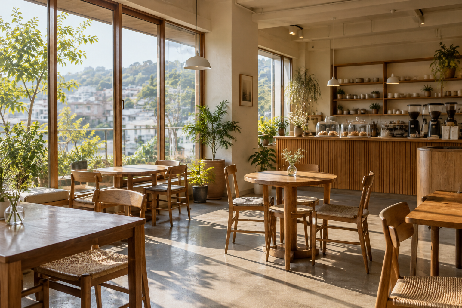 Sunlit cafe